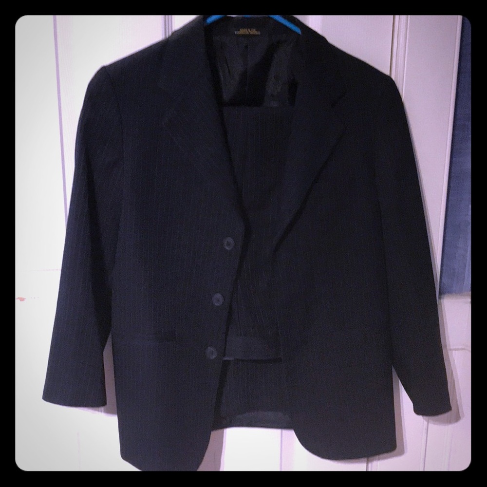 Boys Navy Pinstripe suit